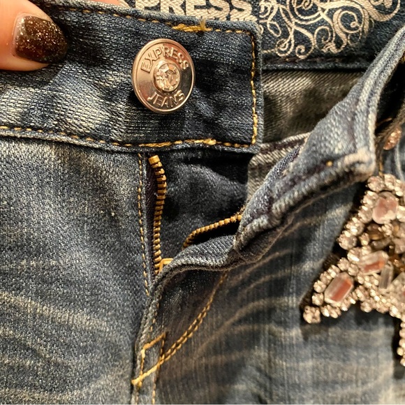Express Embellished Zelda Low Rise Ultra Skinny Jeans | 4 - Picture 4 of 12
